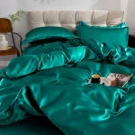 drap housse confortable vert satin