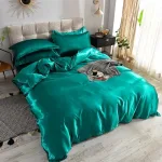 drap housse satin vert
