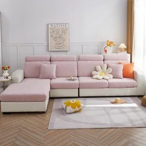 Rose clair - Housse polaire pour coussins de canapé - Motif Wool
