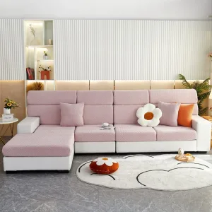 Rose pâle - Housse polaire pour coussins de canapé - Motif Laine