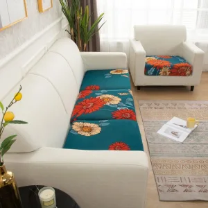 Vert fleuri - Housse pour coussin de canapé
